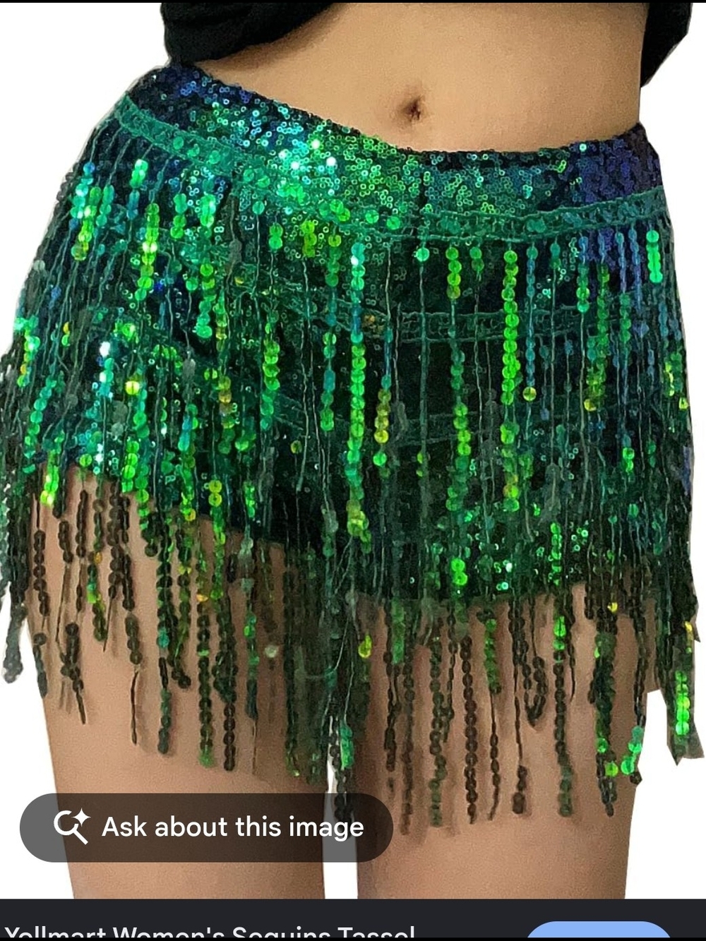 Yollmart Women's Sequins Tassel Skirt Shorts
